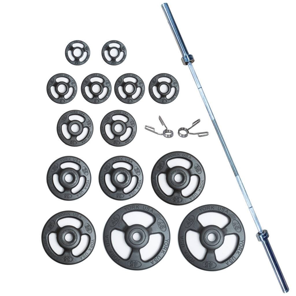 York Iso-Grip Steel 300 Pound Olympic Plate Set