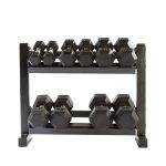 York 5-25 Pound Rubber Hex Dumbbell Set with Stand