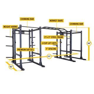 Body-Solid Double Power Racks with Rear Extensions and Monkey Bars SPR1000DBBACK
