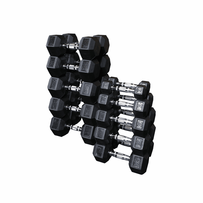 Body Solid 5-50lb Rubber Encased Dumbbell Set W/Rack