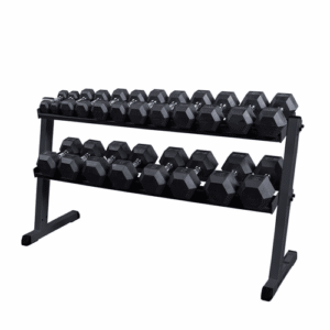 Body Solid 5-50lb Rubber Encased Dumbbell Set W/Rack