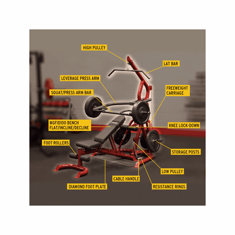 Body Solid GLGS100P4 Corner Leverage Gym Package