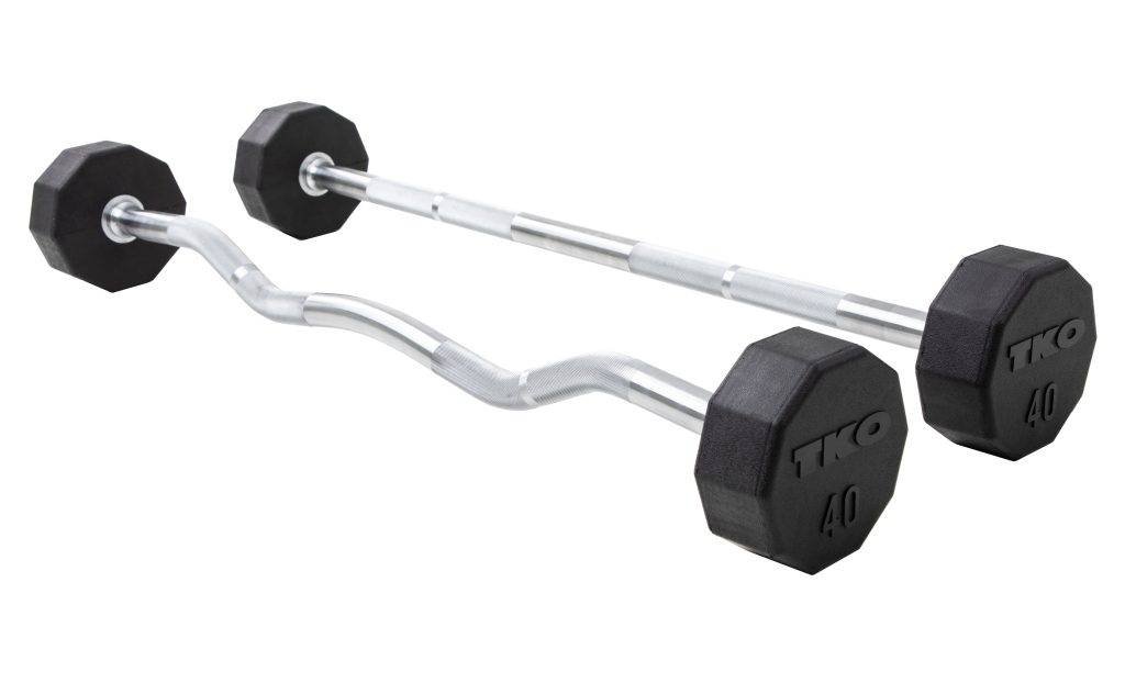 TKO 20-60 Pound Rubber Straight Barbells w/ 5 Set Rack