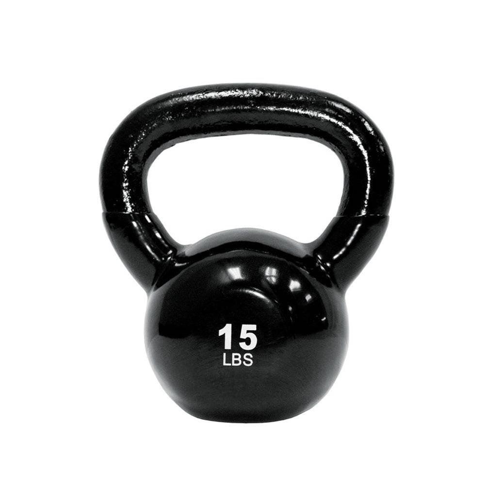 TKO 5-50 Pound Vinyl Kettlebell Set w/ 2 Tier Rack