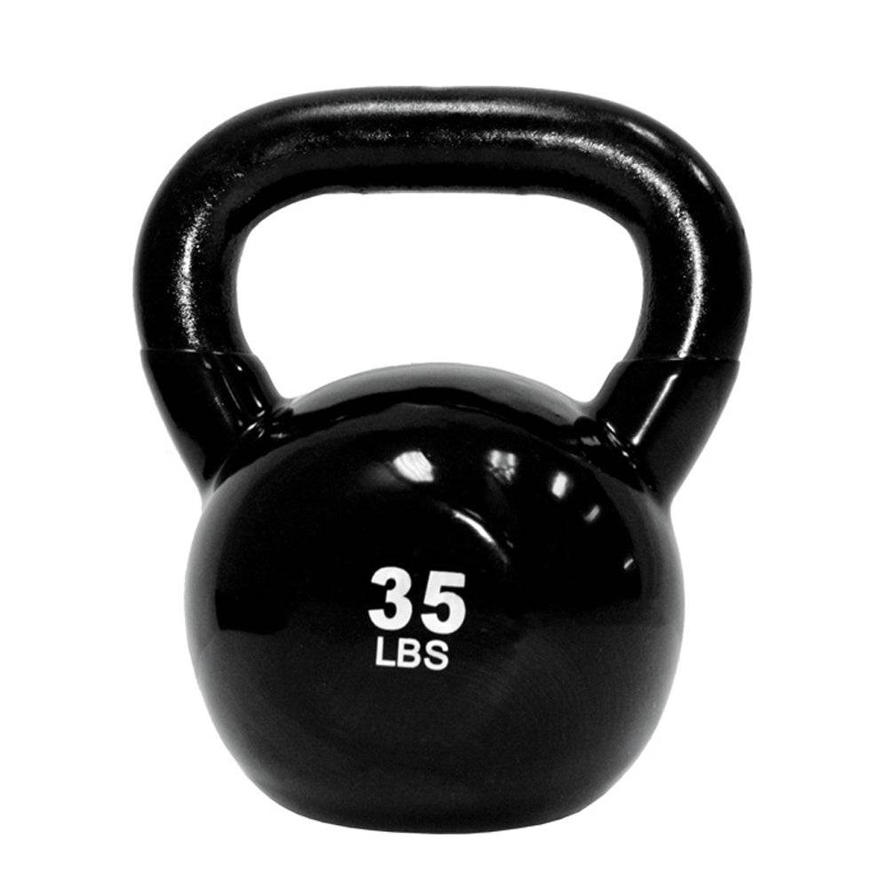 TKO 5-50 Pound Vinyl Kettlebell Set w/ 2 Tier Rack