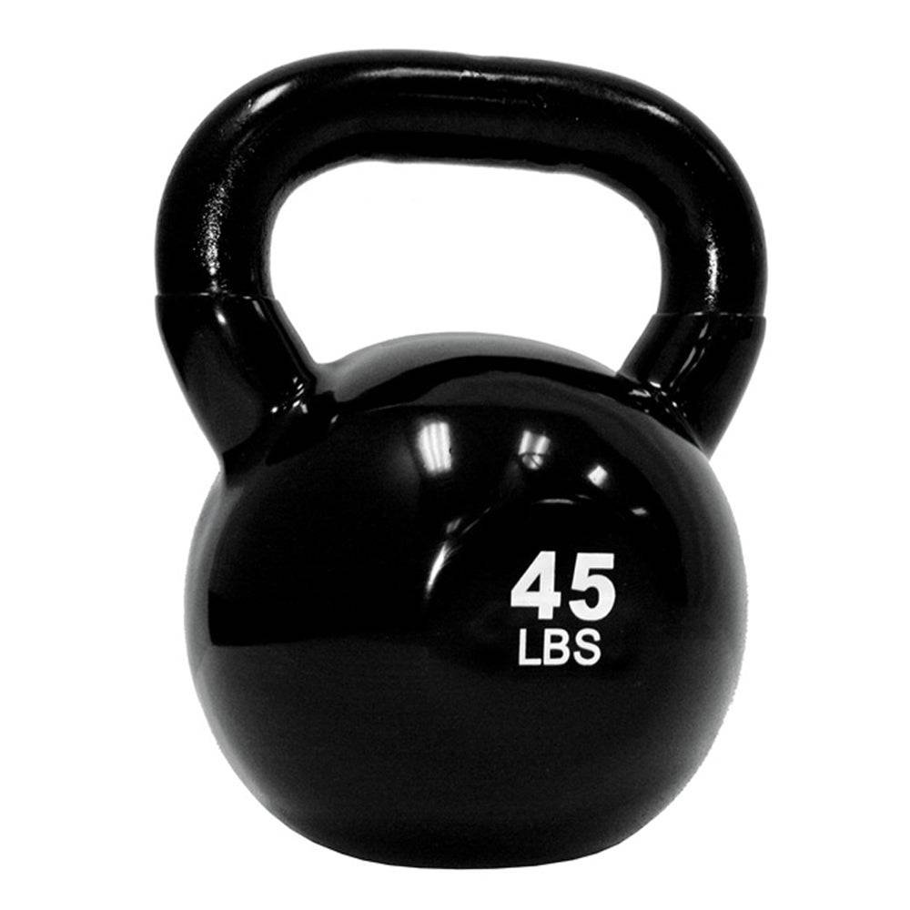 TKO 5-50 Pound Vinyl Kettlebell Set w/ 2 Tier Rack