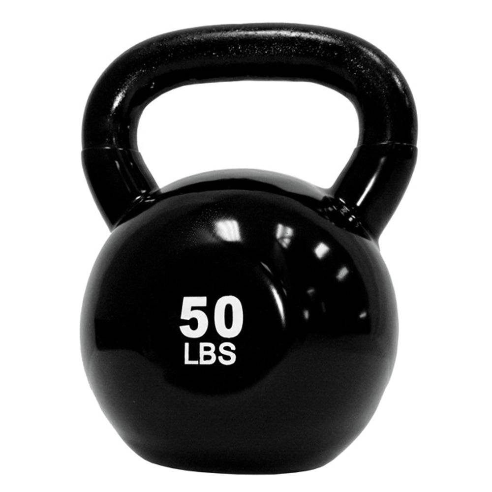 TKO 5-50 Pound Vinyl Kettlebell Set w/ 2 Tier Rack