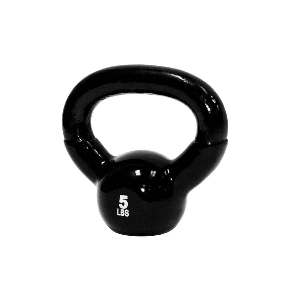 TKO 5-50 Pound Vinyl Kettlebell Set w/ 2 Tier Rack