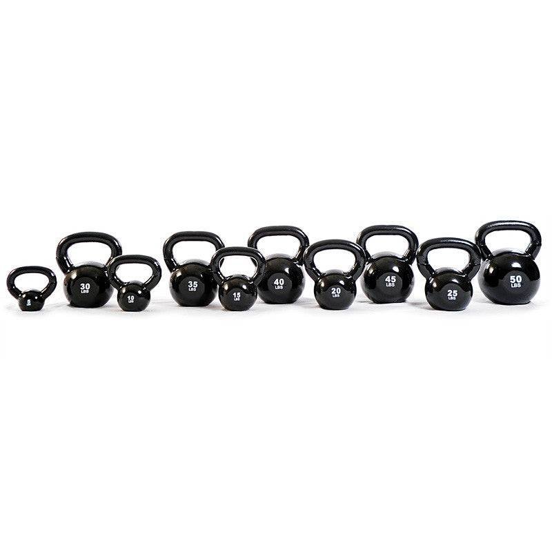 TKO 5-50 Pound Vinyl Kettlebell Set w/ 2 Tier Rack