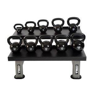 TKO 5-50 Pound Vinyl Kettlebell Set w/ 2 Tier Rack