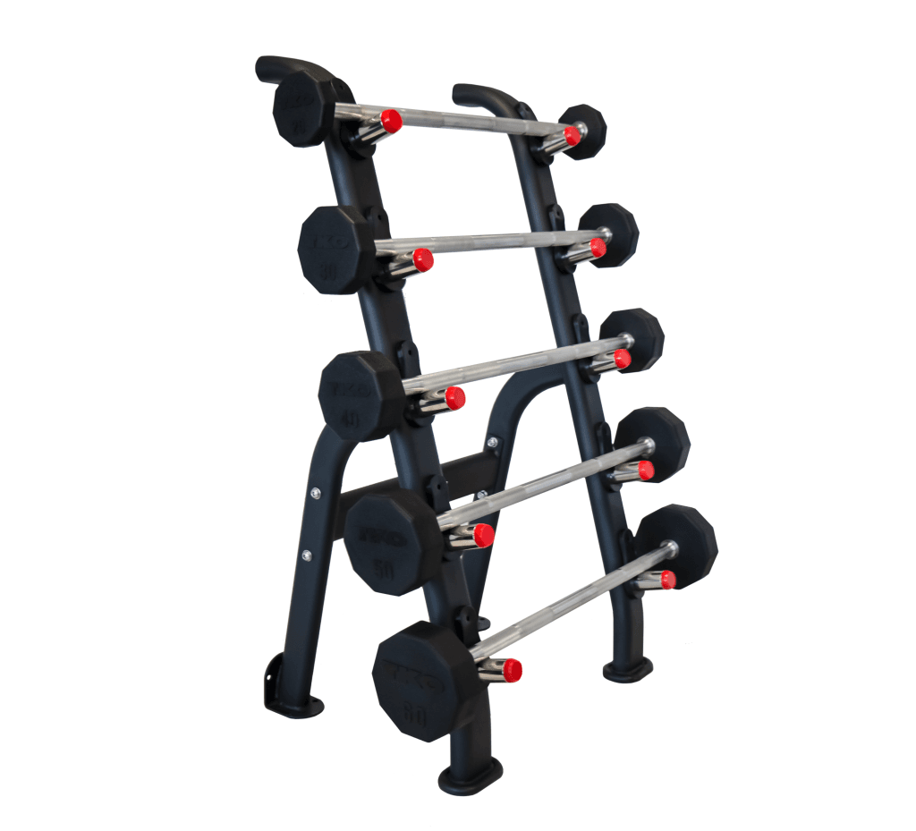 TKO 20-60 Pound Rubber Straight Barbells w/ 5 Set Rack