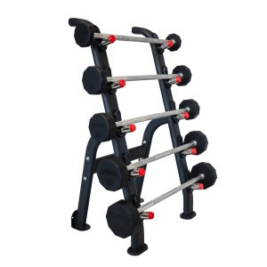 TKO 20-60 Pound Rubber Straight Barbells w/ 5 Set Rack