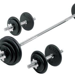 York 310 Lb Pro Cast Iron Dumbbell / Barbell Spinlock Set