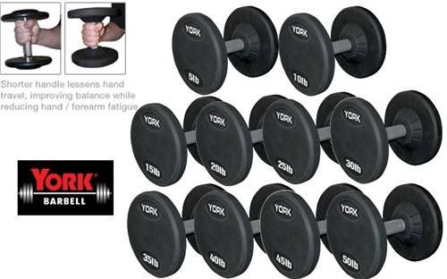 York 55-100 Pound Rubber Pro Style Dumbbell Set