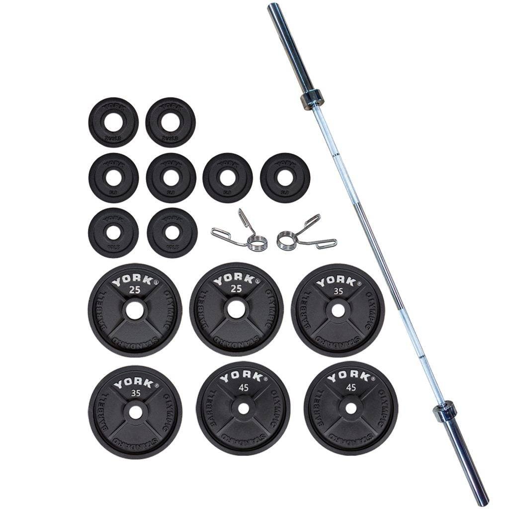 York Barbell 2″ Cast Iron 300 Pound Olympic Weight Plate Set