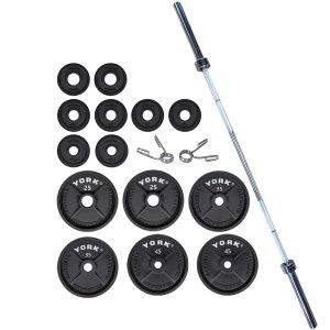 York Barbell 2″ Cast Iron 300 Pound Olympic Weight Plate Set