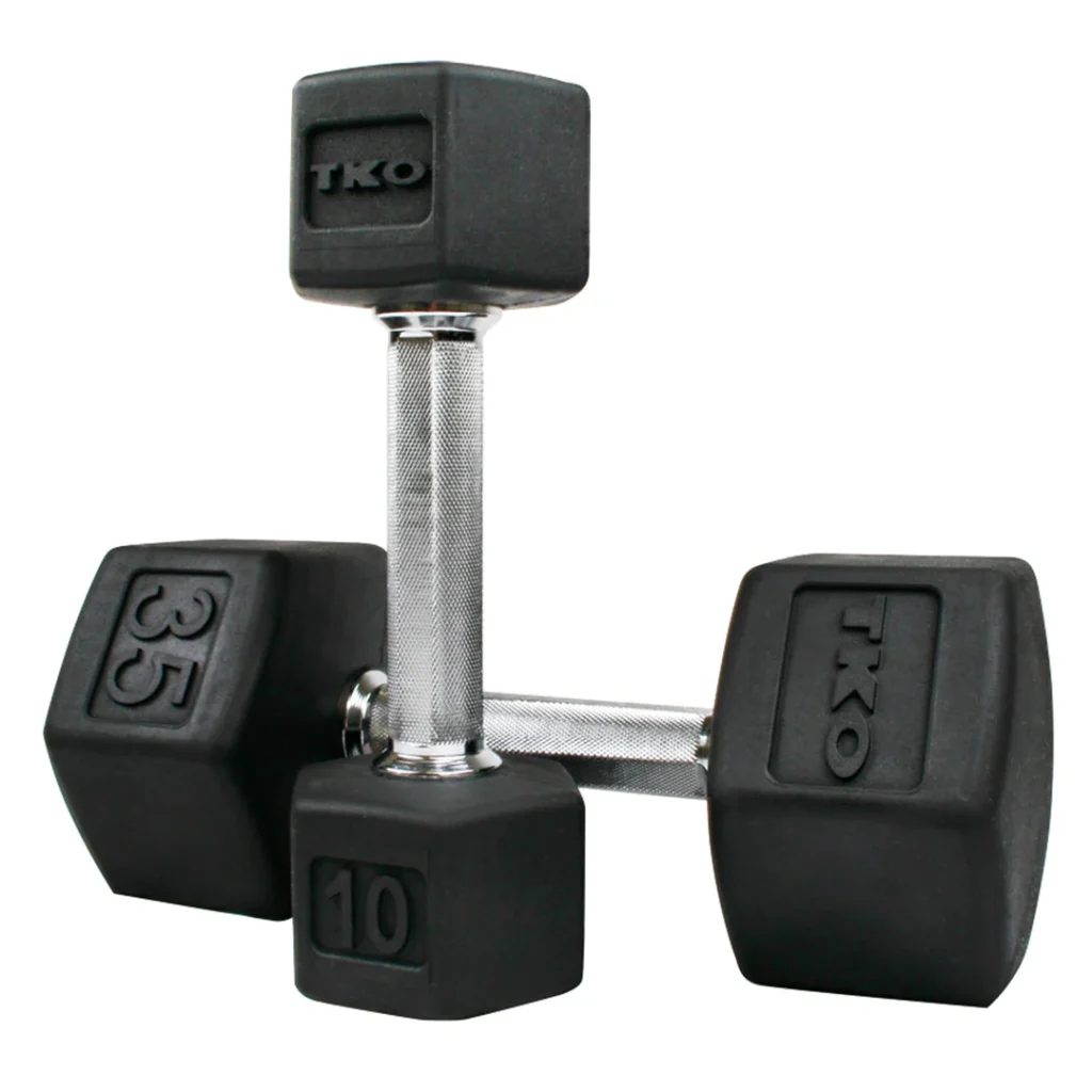 TKO 5-75 Pound Rubber Hex DB Set, Tri-Grip Handle