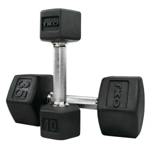 TKO 5-75 Pound Rubber Hex DB Set, Tri-Grip Handle