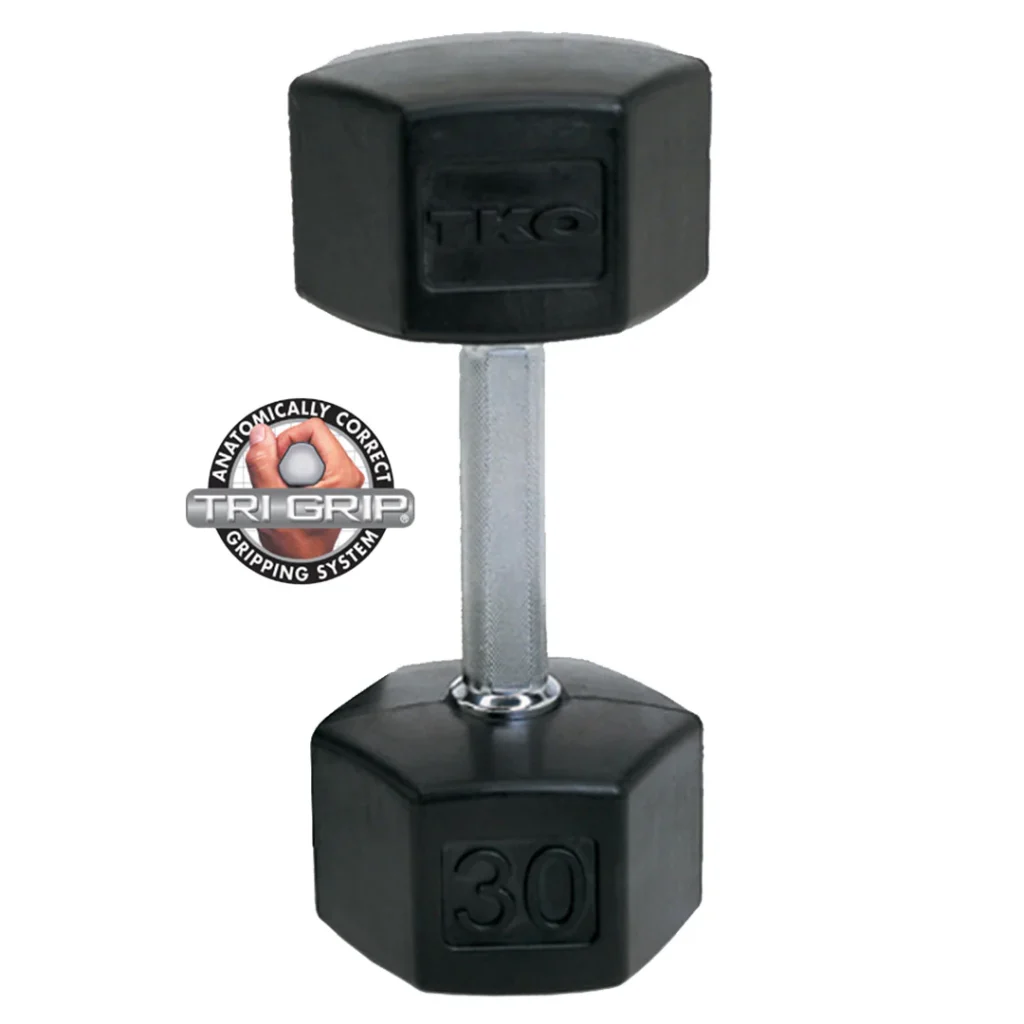 TKO 5-75 Pound Rubber Hex DB Set, Tri-Grip Handle