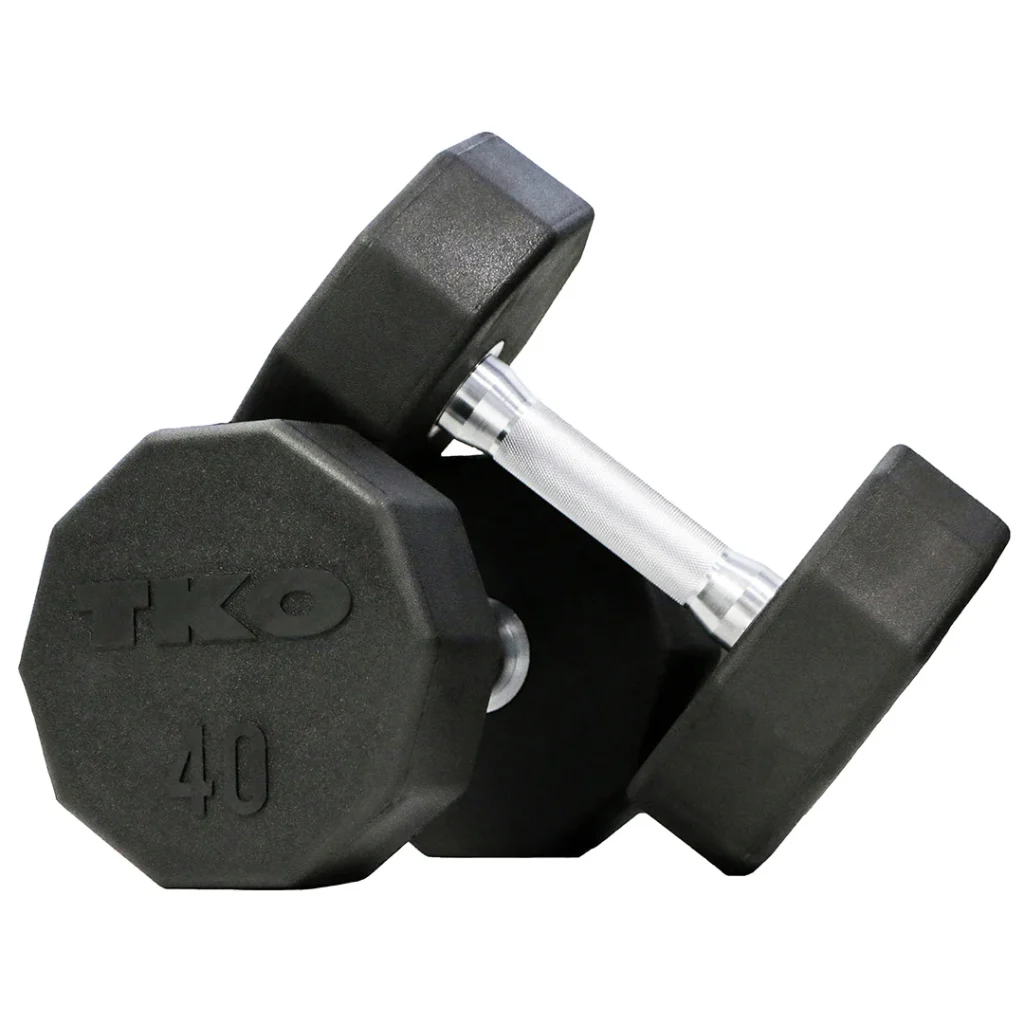 TKO 7.5-27.5 Pound Ten Sided Pro Rubber Dumbbell Set