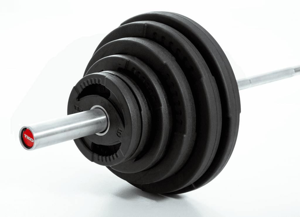 TKO 300 Pound Olympic Rubber Plate set w/1,500 pound Bar & Collars