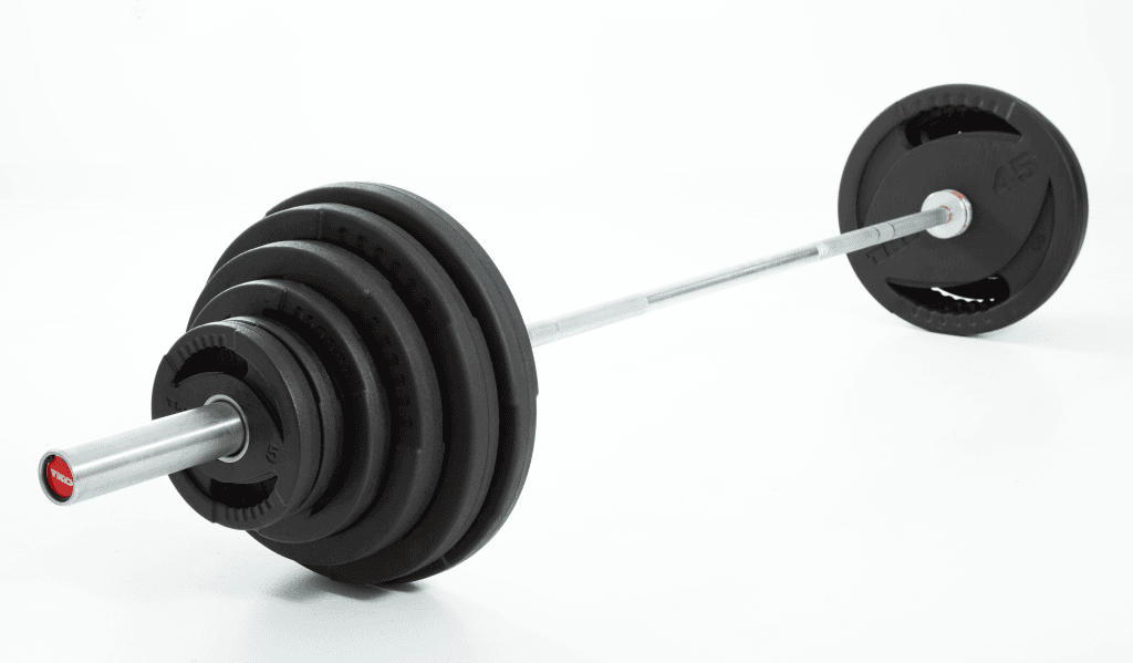 TKO 300 Pound Olympic Rubber Plate set w/1,000 Pound Bar & Collars