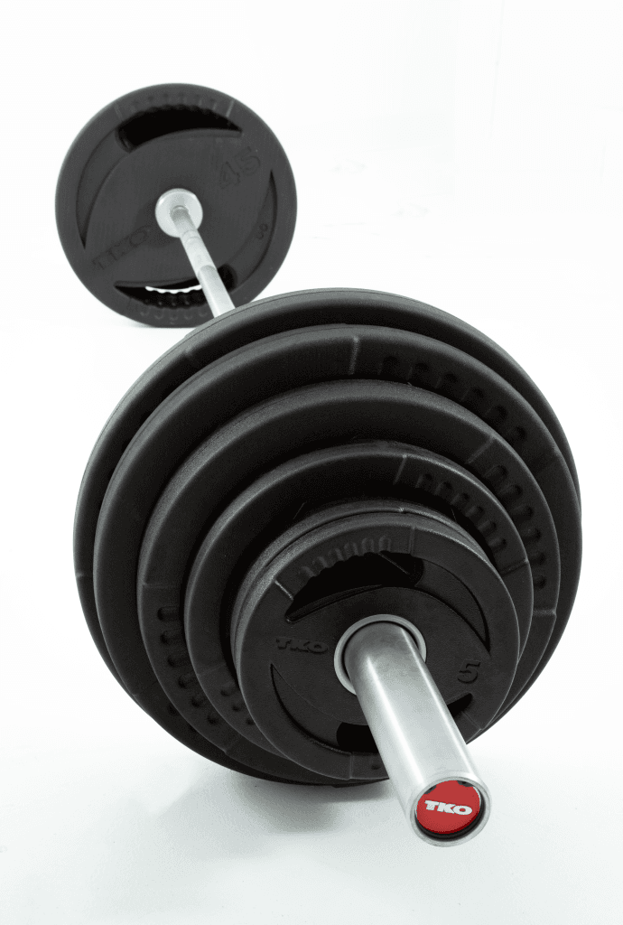 TKO 300 Pound Olympic Rubber Plate set w/1,500 pound Bar & Collars