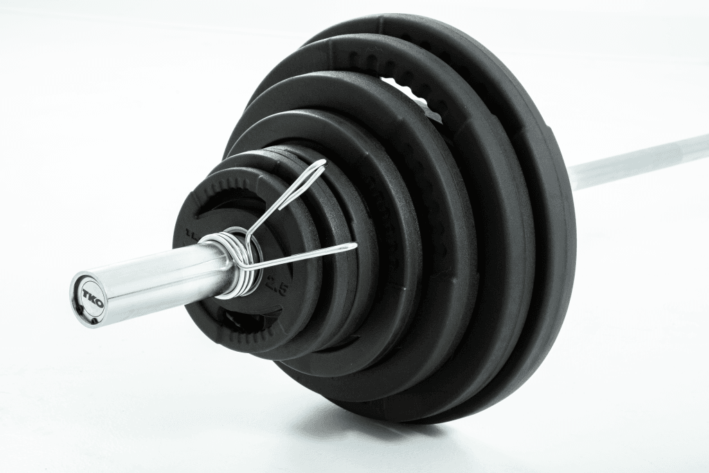 TKO 300 Pound Olympic Rubber Plate set w/1,000 Pound Bar & Collars