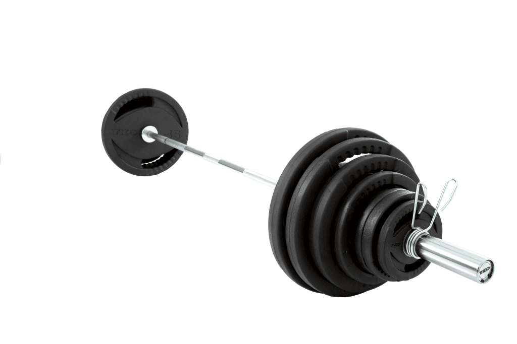 TKO 300 Pound Olympic Rubber Plate set w/1,000 Pound Bar & Collars
