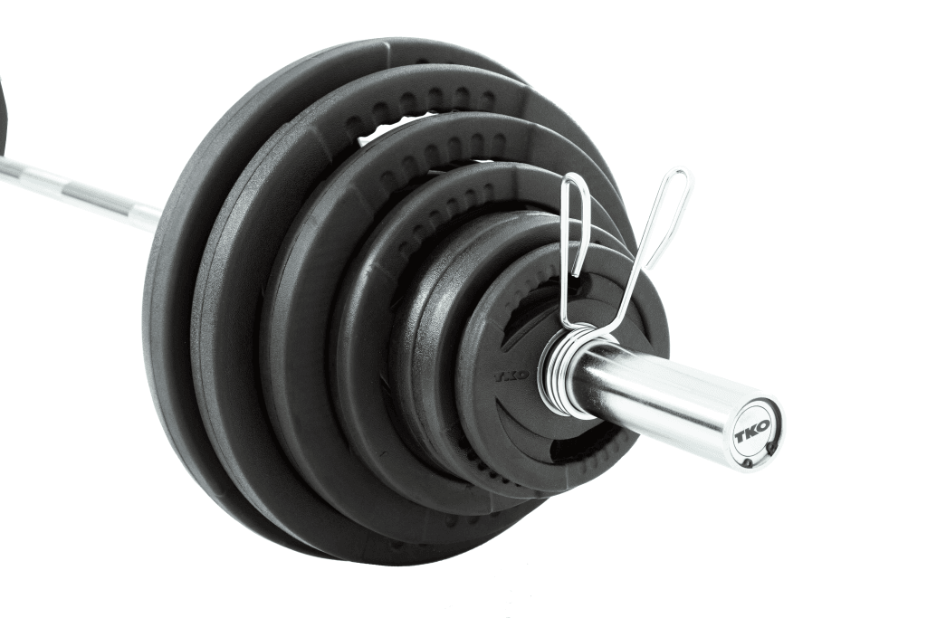 TKO 300 Pound Olympic Rubber Plate set w/1,000 Pound Bar & Collars