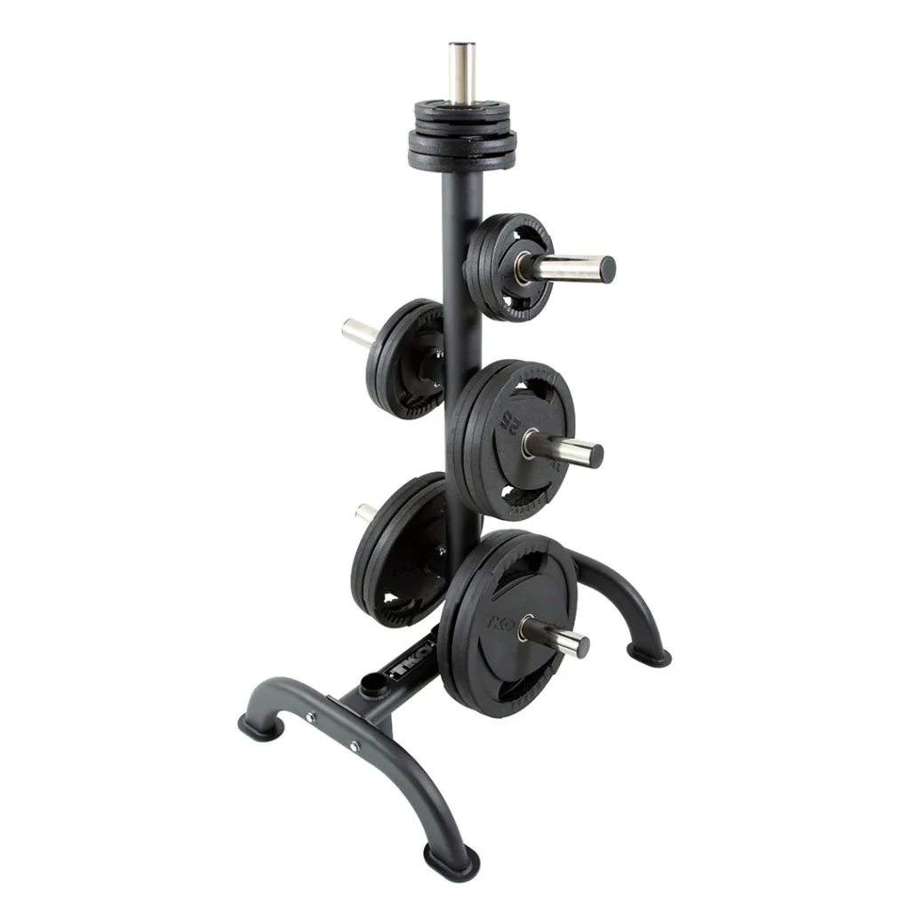 TKO 255 Pound Rubber Olympic Plate Set w/Plate Tree
