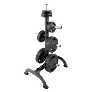TKO 255 Pound Rubber Olympic Plate Set w/Plate Tree