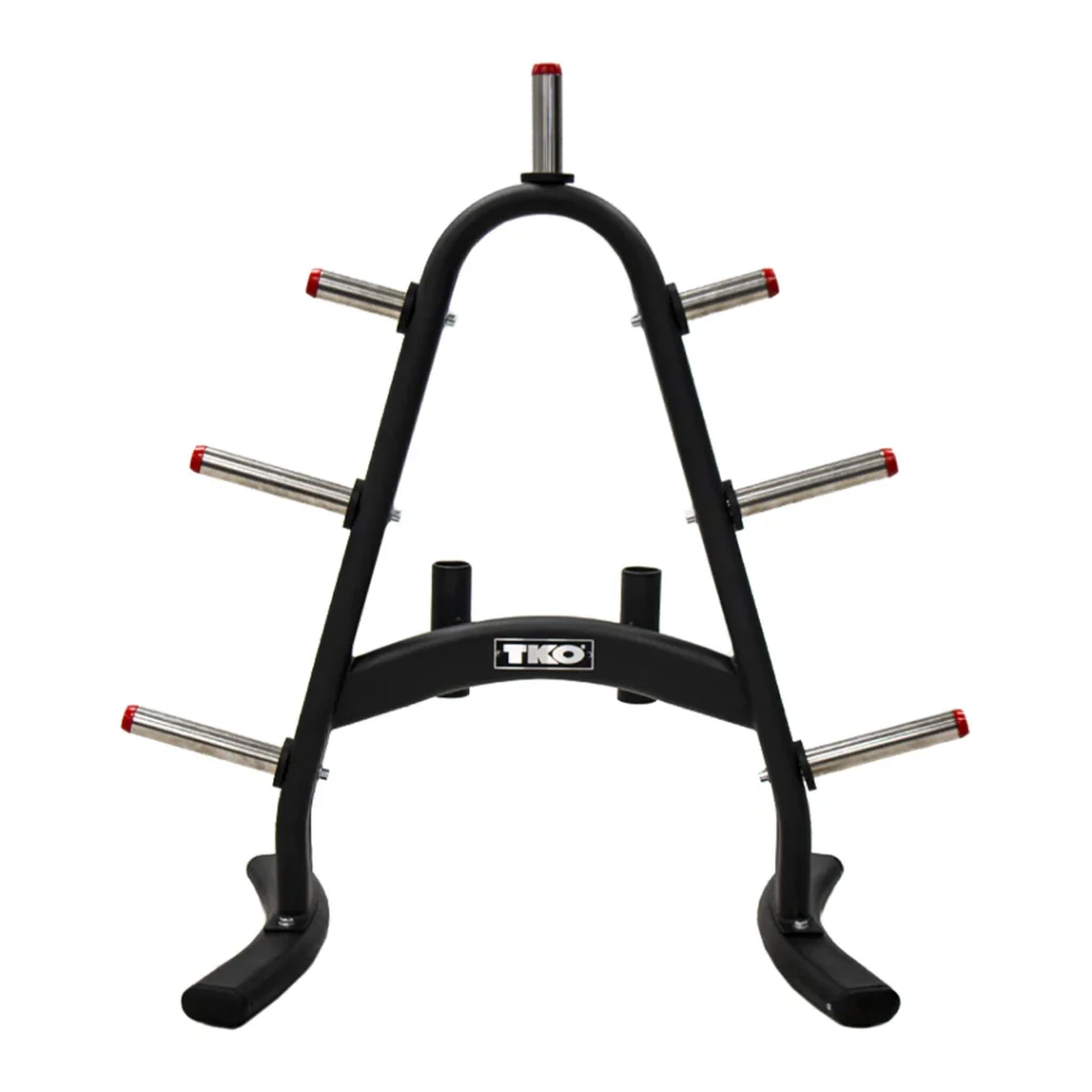 TKO 255 pound Rubber Olympic plate set w/ 843OPT-BK plate tree