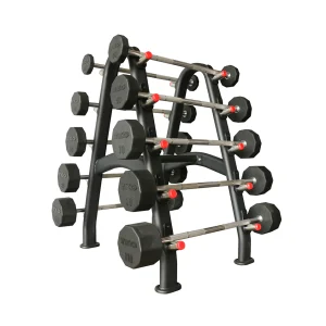 TKO 20-60 Pounds  Rubber Straight & 20-60 Pounds Curl Barbell w/Rack