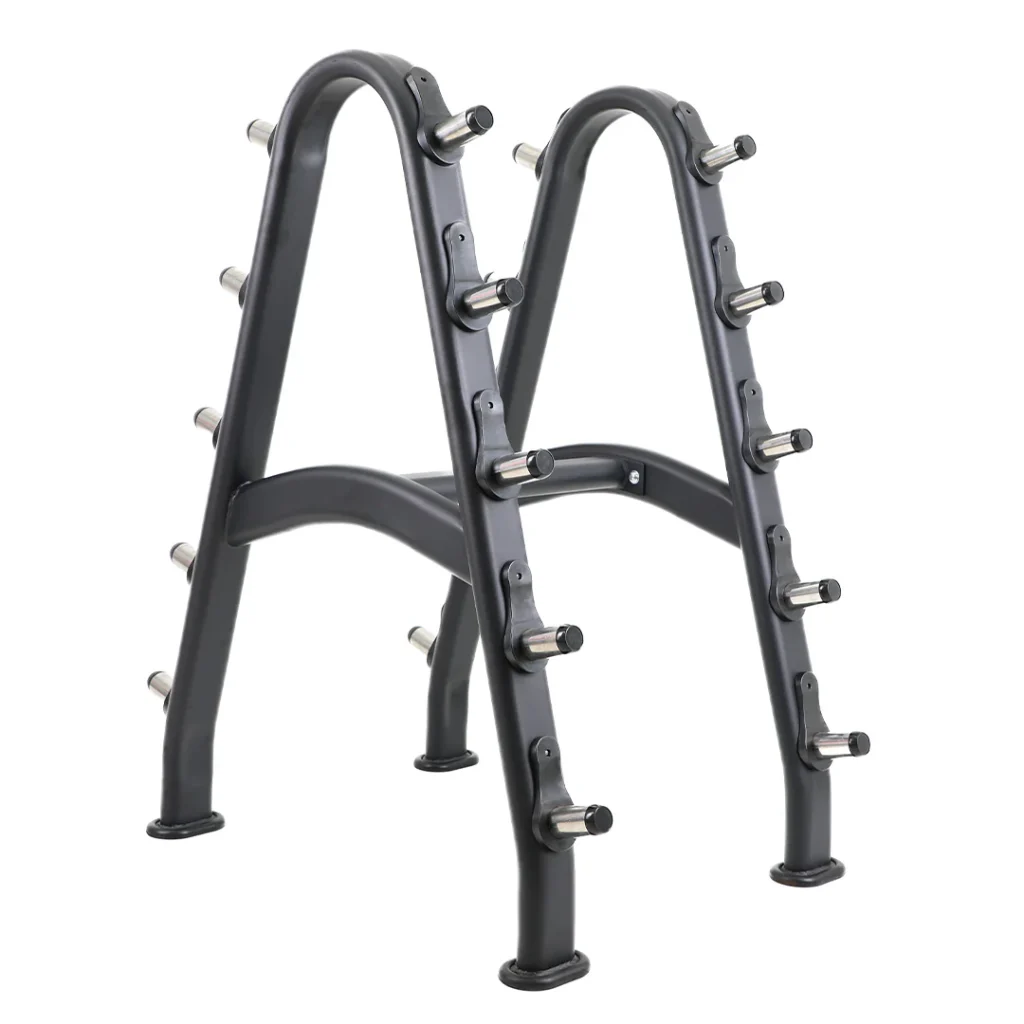TKO 20-110 Pound Rubber Curl Barbells w/Rack