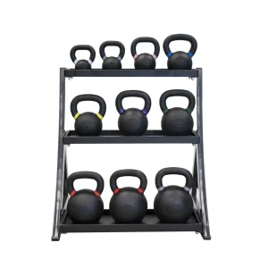 TKO 5-50 Vinyl Kettlebell Set with 3 Tier Rack