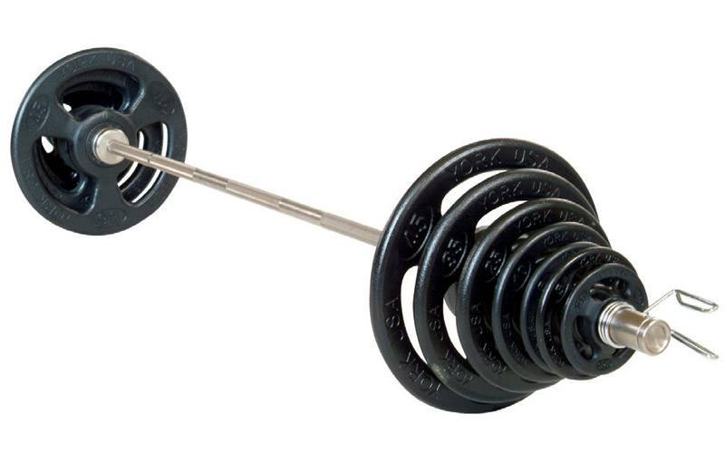 York Barbell 300 Pound Iso Grip Steel Olympic Weight Plate Set