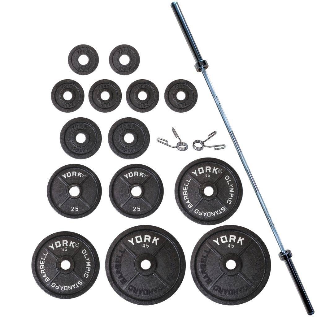 York Barbell Legacy Cast Iron Milled 300 Pound Olympic Weight Plate Set