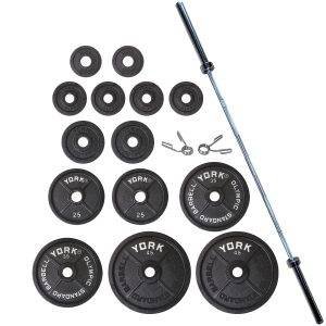 York Barbell Legacy Cast Iron Milled 300 Pound Olympic Weight Plate Set