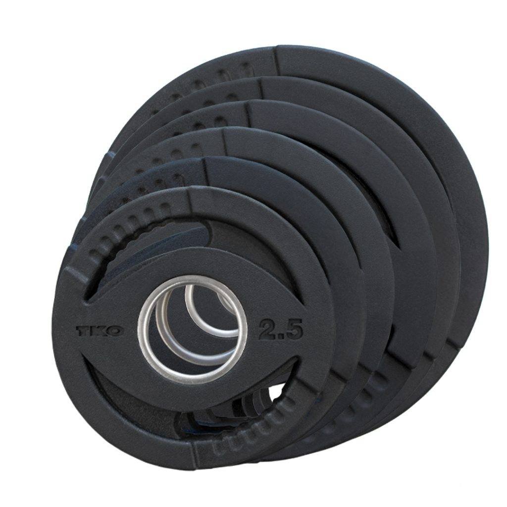 TKO 300 Pound Olympic Rubber Plate set w/1,000 Pound Bar & Collars