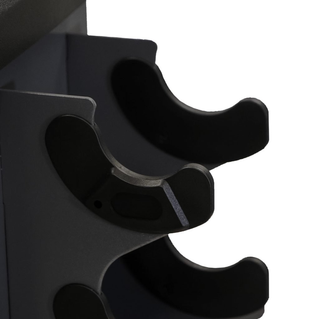 TKO 3-25 Pound Rubber Hex Straight Handle Dumbbells w/ 8pr Vertical DB Rack